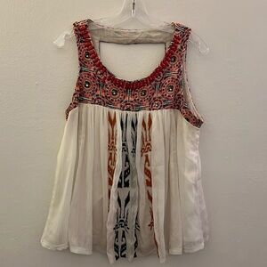 Anthropologie Boho Sheer Embellished Tank
